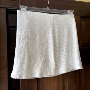 Show Me Your Mumu white sequined skort